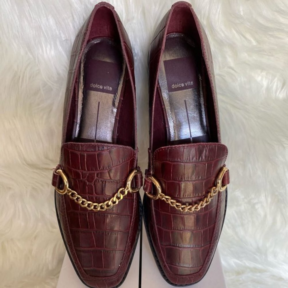 Dolce Vita Gilian Chain Loafers  Burgundy Croc